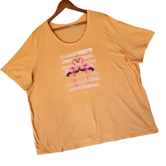 Catherines T-Shirt Men's Size 2X Orange Cotton Crew Neck Short Sleeve Pullover - Picture 7 of 7